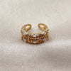 Oro Laminado Multi Stone Ring, Gold Filled Style with White Cubic Zirconia and White Micro Pave, Polished, Golden Finish, 01.317.0013 (One size fits all)