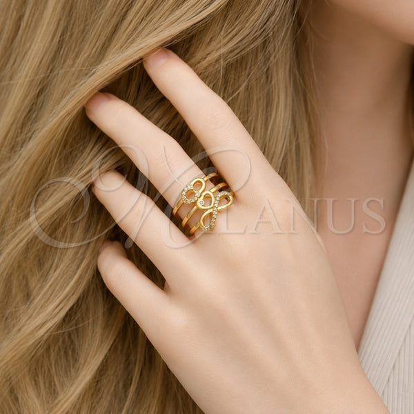 Gold Filled Ring — Multi Stone Ring Infinite and Heart Design with — alternate product view — SKU 165489 | Oro Laminado anillo — Multi Stone Ring Infinite and corazón diseño with — SKU 165489