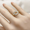Oro Laminado Multi Stone Ring, Gold Filled Style Baguette Design, with White Cubic Zirconia, Polished, Golden Finish, 01.266.0083 (One size fits all)