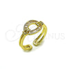 Oro Laminado Multi Stone Ring, Gold Filled Style Baguette Design, with White Cubic Zirconia, Polished, Golden Finish, 01.266.0083 (One size fits all)