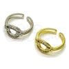 Oro Laminado Multi Stone Ring, Gold Filled Style Baguette Design, with White Cubic Zirconia, Polished, Golden Finish, 01.266.0083 (One size fits all)