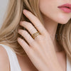 Oro Laminado Multi Stone Ring, Gold Filled Style with White Micro Pave, Polished, Golden Finish, 01.266.0084 (One size fits all)