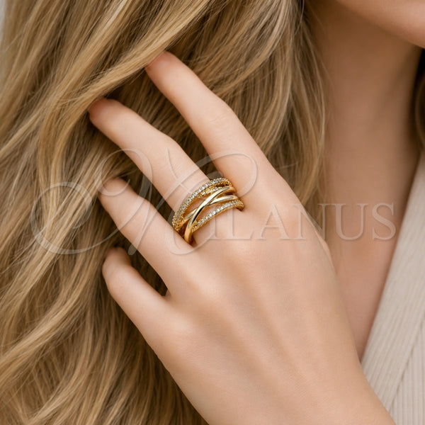 Gold Filled Ring — Multi Stone Ring with White Micro Pave Polished — alternate product view — SKU 165497 | Oro Laminado anillo — Multi Stone Ring with blanco Micro Pave pulido — SKU 165497