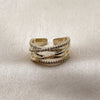 Oro Laminado Multi Stone Ring, Gold Filled Style with White Micro Pave, Polished, Golden Finish, 01.266.0085 (One size fits all)