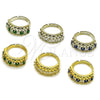 Oro Laminado Multi Stone Ring, Gold Filled Style with Green and White Cubic Zirconia, Polished, Golden Finish, 01.266.0087 (One size fits all)