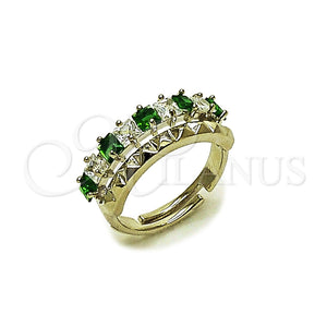 White Gold Filled Ring — Multi Stone Ring with Green and White Cubic — main product view — SKU 165502 | Oro Laminado Blanco anillo — Multi Stone Ring with Green and blanco Cubic — SKU 165502