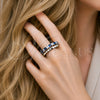 Rhodium Gold Filled Multi Stone Ring, with Sapphire Blue and White Cubic Zirconia, Polished, Rhodium Finish, 01.266.0087.3 (One size fits all)