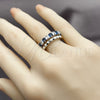 Rhodium Gold Filled Multi Stone Ring, with Sapphire Blue and White Cubic Zirconia, Polished, Rhodium Finish, 01.266.0087.3 (One size fits all)
