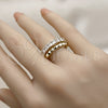 Oro Laminado Multi Stone Ring, Gold Filled Style with White Cubic Zirconia, Polished, Golden Finish, 01.266.0087.4 (One size fits all)