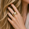 Oro Laminado Multi Stone Ring, Gold Filled Style with White Cubic Zirconia, Polished, Golden Finish, 01.266.0088 (One size fits all)