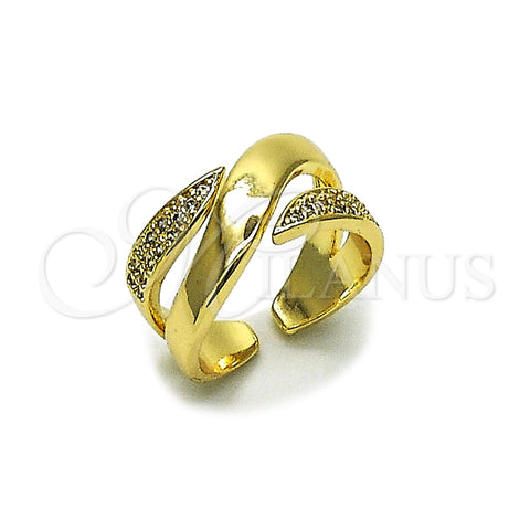 Oro Laminado Multi Stone Ring, Gold Filled Style with White Cubic Zirconia, Polished, Golden Finish, 01.266.0088 (One size fits all)