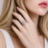 Rhodium Gold Filled Multi Stone Ring, Belt Buckle Design, with White Cubic Zirconia, Polished, Rhodium Finish, 01.266.0089.1 (One size fits all)