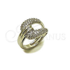 White Gold Filled Ring — Multi Stone Ring Belt Buckle Design with White — main product view — SKU 165510 | Oro Laminado Blanco anillo — Multi Stone Ring Belt Buckle diseño with blanco — SKU 165510