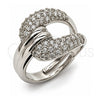 White Gold Filled Multi Stone Ring, Belt Buckle Design, with White Cubic Zirconia, Polished, Rhodium Finish, 01.266.0089.1 (One size fits all)