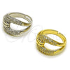 Rhodium Gold Filled Multi Stone Ring, Belt Buckle Design, with White Cubic Zirconia, Polished, Rhodium Finish, 01.266.0089.1 (One size fits all)