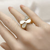 Oro Laminado Multi Stone Ring, Gold Filled Style Teardrop Design, with White Cubic Zirconia, Polished, Golden Finish, 01.266.0091 (One size fits all)
