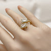 Oro Laminado Multi Stone Ring, Gold Filled Style Cluster and Baguette Design, with White Cubic Zirconia and White Micro Pave, Polished, Golden Finish, 01.266.0092 (One size fits all)