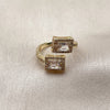 Oro Laminado Multi Stone Ring, Gold Filled Style Cluster and Baguette Design, with White Cubic Zirconia and White Micro Pave, Polished, Golden Finish, 01.266.0092 (One size fits all)
