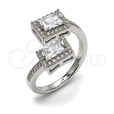 White Gold Filled Multi Stone Ring, Cluster Design, with White Cubic Zirconia and White Micro Pave, Polished, Rhodium Finish, 01.266.0092.1 (One size fits all)