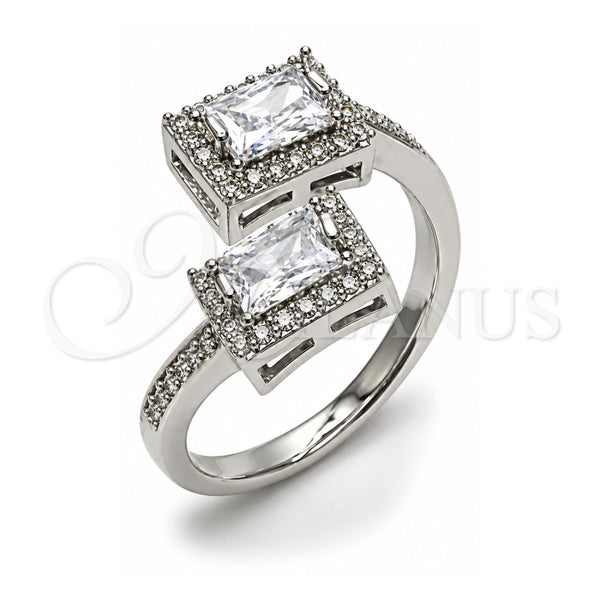 White Gold Filled Multi Stone Ring, Cluster Design, with White Cubic Zirconia and White Micro Pave, Polished, Rhodium Finish, 01.266.0092.1 (One size fits all)