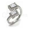 White Gold Filled Multi Stone Ring, Cluster Design, with White Cubic Zirconia and White Micro Pave, Polished, Rhodium Finish, 01.266.0092.1 (One size fits all)