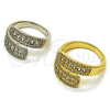 Oro Laminado Multi Stone Ring, Gold Filled Style Cluster and Teardrop Design, with White Cubic Zirconia, Polished, Golden Finish, 01.266.0093 (One size fits all)