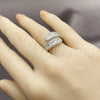 Rhodium Gold Filled Multi Stone Ring, Cluster and Teardrop Design, with White Cubic Zirconia, Polished, Rhodium Finish, 01.266.0093.1 (One size fits all)