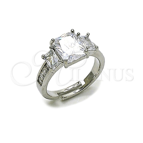 Oro Laminado Multi Stone Ring, Gold Filled Style Baguette Design, with White Cubic Zirconia, Polished, Golden Finish, 01.266.0094 (One size fits all)