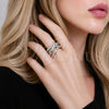 Rhodium Gold Filled Multi Stone Ring, Bamboo Design, with White Cubic Zirconia and White Micro Pave, Polished, Rhodium Finish, 01.266.0095.1 (One size fits all)