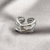 Rhodium Gold Filled Multi Stone Ring, Bamboo Design, with White Cubic Zirconia and White Micro Pave, Polished, Rhodium Finish, 01.266.0095.1 (One size fits all)