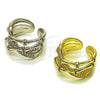 Rhodium Gold Filled Multi Stone Ring, Bamboo Design, with White Cubic Zirconia and White Micro Pave, Polished, Rhodium Finish, 01.266.0095.1 (One size fits all)