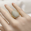 Oro Laminado Multi Stone Ring, Gold Filled Style with White Cubic Zirconia, Polished, Golden Finish, 01.266.0096 (One size fits all)