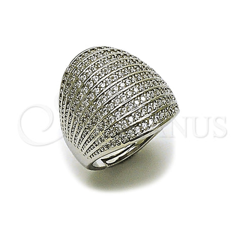 Rhodium Gold Filled Multi Stone Ring, with White Cubic Zirconia, Polished, Rhodium Finish, 01.266.0096.1 (One size fits all)