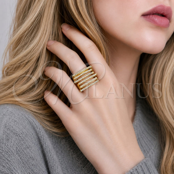 Gold Filled Ring — Multi Stone Ring with White Cubic Zirconia Polished — alternate product view — SKU 165523 | Oro Laminado anillo — Multi Stone Ring with blanco Cubic Zirconia pulido — SKU 165523