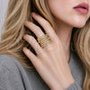 Oro Laminado Multi Stone Ring, Gold Filled Style with White Cubic Zirconia, Polished, Golden Finish, 01.266.0097 (One size fits all)