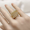 Oro Laminado Multi Stone Ring, Gold Filled Style with White Cubic Zirconia, Polished, Golden Finish, 01.266.0097 (One size fits all)