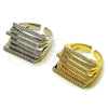 Oro Laminado Multi Stone Ring, Gold Filled Style with White Cubic Zirconia, Polished, Golden Finish, 01.266.0097 (One size fits all)