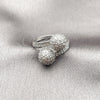 Rhodium Gold Filled Multi Stone Ring, Ball Design, with White Cubic Zirconia, Polished, Rhodium Finish, 01.283.0059.1 (One size fits all)