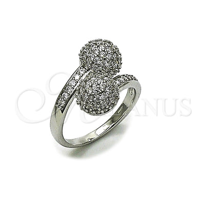 Rhodium Gold Filled Multi Stone Ring, Ball Design, with White Cubic Zirconia, Polished, Rhodium Finish, 01.283.0059.1 (One size fits all)