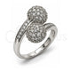 White Gold Filled Multi Stone Ring, Ball Design, with White Cubic Zirconia, Polished, Rhodium Finish, 01.283.0059.1 (One size fits all)