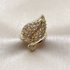 Oro Laminado Multi Stone Ring, Gold Filled Style Leaf and Baguette Design, with White Cubic Zirconia, Polished, Golden Finish, 01.266.0098 (One size fits all)