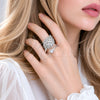 Rhodium Gold Filled Multi Stone Ring, Leaf and Baguette Design, with White Cubic Zirconia, Polished, Rhodium Finish, 01.266.0098.1 (One size fits all)