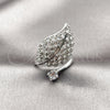 Rhodium Gold Filled Multi Stone Ring, Leaf and Baguette Design, with White Cubic Zirconia, Polished, Rhodium Finish, 01.266.0098.1 (One size fits all)