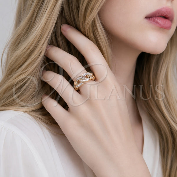 Gold Filled Ring — Multi Stone Ring Miami Cuban and Baguette Design — alternate product view — SKU 165530 | Oro Laminado anillo — Multi Stone Ring Miami Cuban and Baguette diseño — SKU 165530