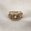 Oro Laminado Multi Stone Ring, Gold Filled Style Miami Cuban and Baguette Design, with White Cubic Zirconia, Polished, Golden Finish, 01.266.0101 (One size fits all)