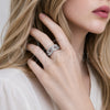 Rhodium Gold Filled Multi Stone Ring, Miami Cuban and Baguette Design, with White Cubic Zirconia, Polished, Rhodium Finish, 01.266.0101.1 (One size fits all)