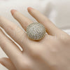 Oro Laminado Multi Stone Ring, Gold Filled Style Cluster and Ball Design, with White Cubic Zirconia, Polished, Golden Finish, 01.266.0102 (One size fits all)
