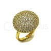 Oro Laminado Multi Stone Ring, Gold Filled Style Cluster and Ball Design, with White Cubic Zirconia, Polished, Golden Finish, 01.266.0102 (One size fits all)