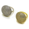 Oro Laminado Multi Stone Ring, Gold Filled Style Cluster and Ball Design, with White Cubic Zirconia, Polished, Golden Finish, 01.266.0102 (One size fits all)