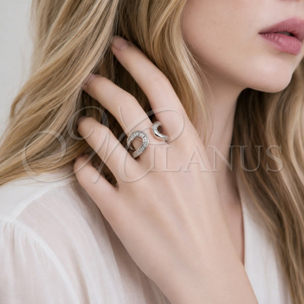 White Gold Filled Ring — Multi Stone Ring Baguette and Teardrop Design with — alternate product view — SKU 165534 | Oro Laminado Blanco anillo — Multi Stone Ring Baguette and Teardrop diseño with — SKU 165534